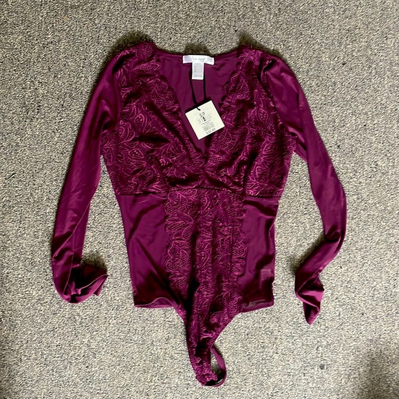 Revamped Tops - NWT ReVamped sheer purple body suit